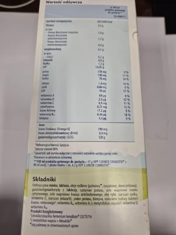 MLEKO HIPP JUNIOR COMBIOTIK 3 550G