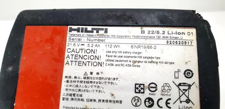 WKRĘTARKA 4-BIEGOWA 22V HILTI SF 10W-A22 + BATERIA HILTI B22 5.2AH