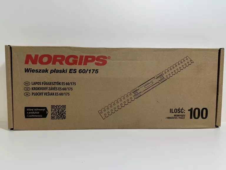 WIESZAK PŁASKI NORGIPS ES 60 X 175 MM 100 SZT.