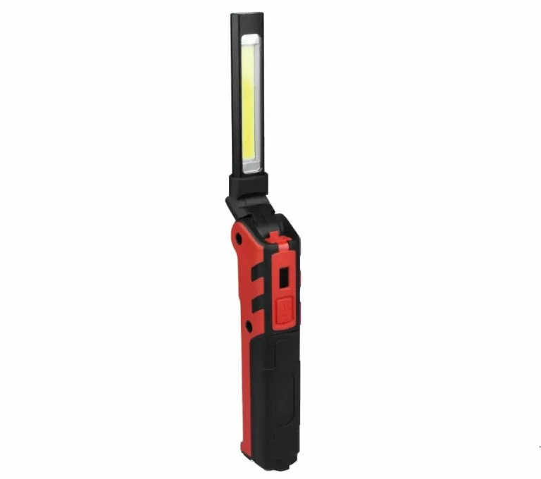 CZERWONA LATARKA WARSZTATOWA LED SKŁADANA LAMPA ROBOCZA COB ŁADOWALNA IP44