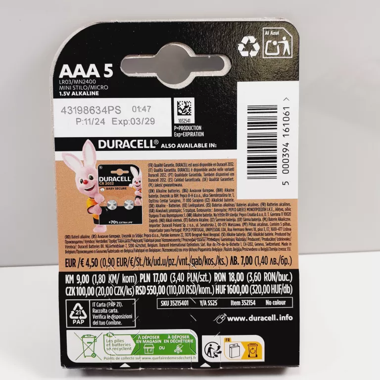 BATERIA DURACELL SIMPLY AAA LR03 5 SZTUK #IGŁA