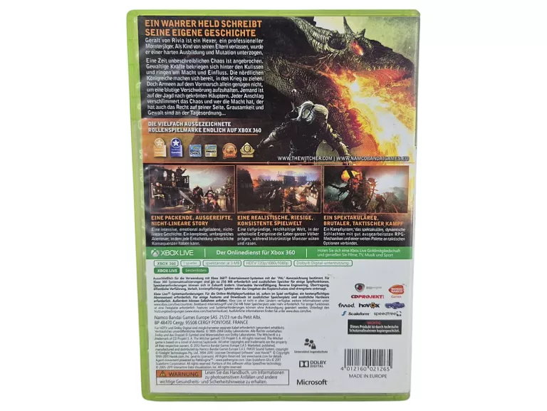 GRA XBOX 360 WIEDŹMIN 2 ZABÓJCY KRÓLÓW NIEMIECKA WERSJA JĘZYKOWA