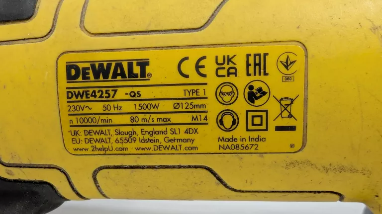 SZLIFIERKA KĄTOWA DEWALT DWE4257