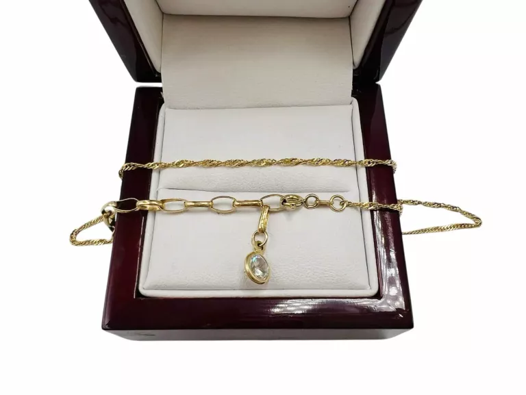 ŚLICZNA ZŁOTA BRANSOLETKA NA NOGĘ 585 14K 28 CM 1,9G