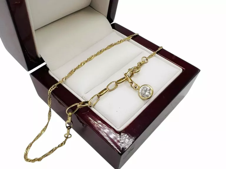 ŚLICZNA ZŁOTA BRANSOLETKA NA NOGĘ 585 14K 28 CM 1,9G