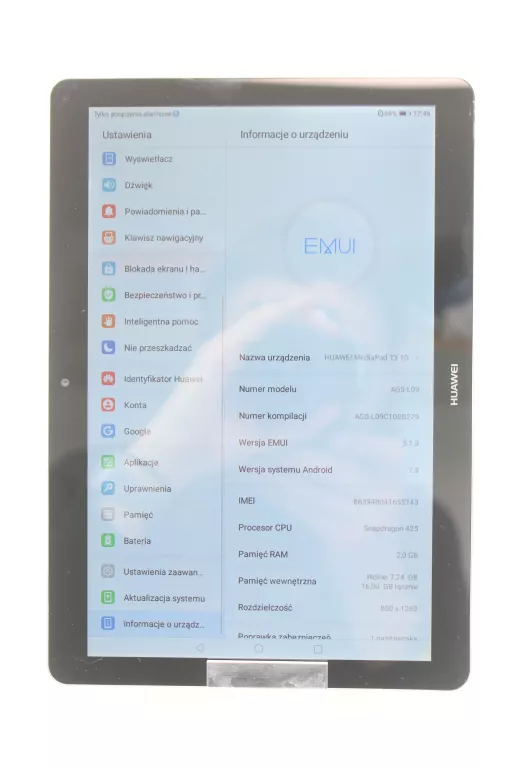 TABLET HUAWEI MEDIAPAD T3 10 LTE 9,6" 2 GB / 16 GB SZARY