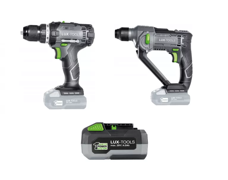ZESTAW ELEKTRONARZĘDZI LUX-TOOLS A-BS-20 SET + A-BH-20 + AKU 4AH + ŁAD
