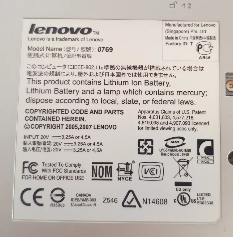 LAPTOP LENOVO 0769 N200 OPIS!