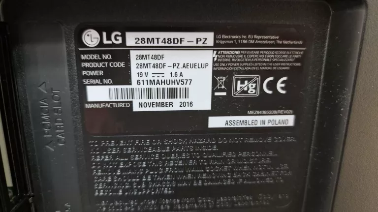TV/ MONITOR LG 28MT48DF-PZ PILOT 27.5 CALA 1366 X 768