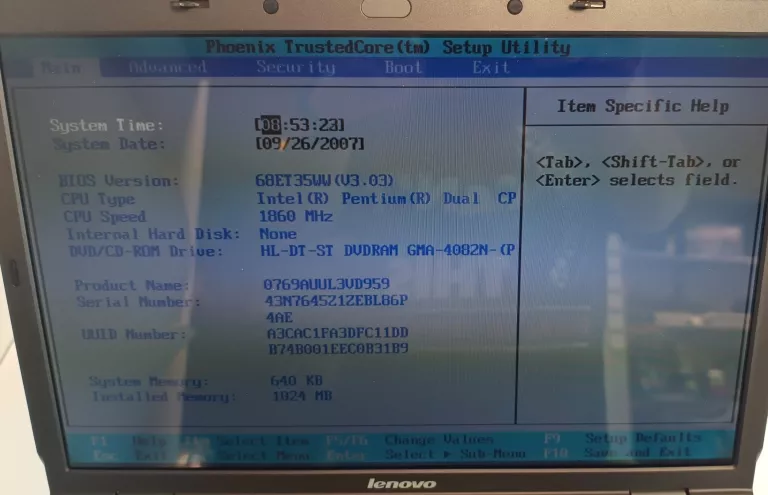 LAPTOP LENOVO 0769 N200 OPIS!