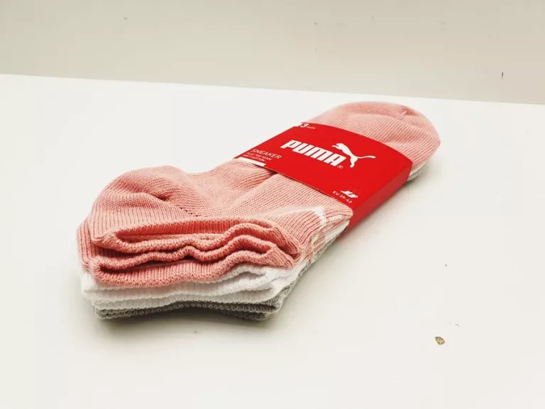 STOPKI PUMA SKARPETKI SNEAKER ROZMIAR 39-42 SZARE BIAŁE RÓŻOWE 3 SZT
