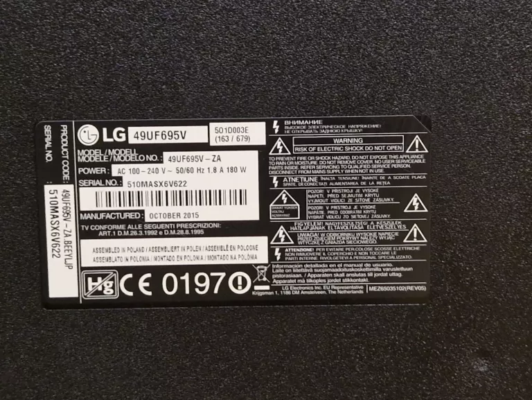 TELEWIZOR LG 49UF695V 49'' LED 4K ULTRA HD SMART TV DVB-T2