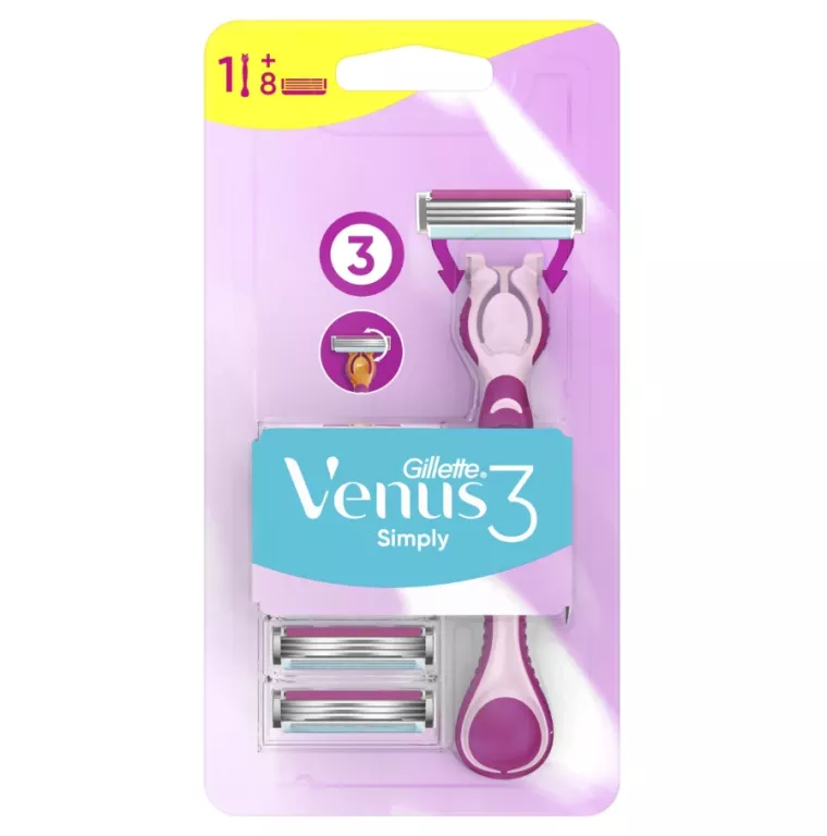 GILLETTE SIMPLY VENUS 3 MASZYNKA DO GOLENIA DAMSKA + 8 WKŁADÓW