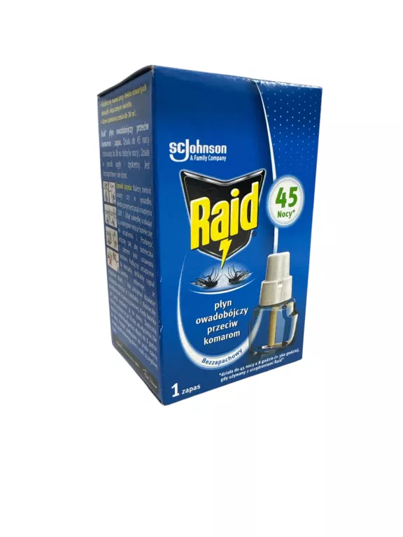 RAID PŁYN OWADOBÓJCZY DO ELEKTROFUMIGATORA NA KOMARY ZAPAS OCHRONA 45 NOCY