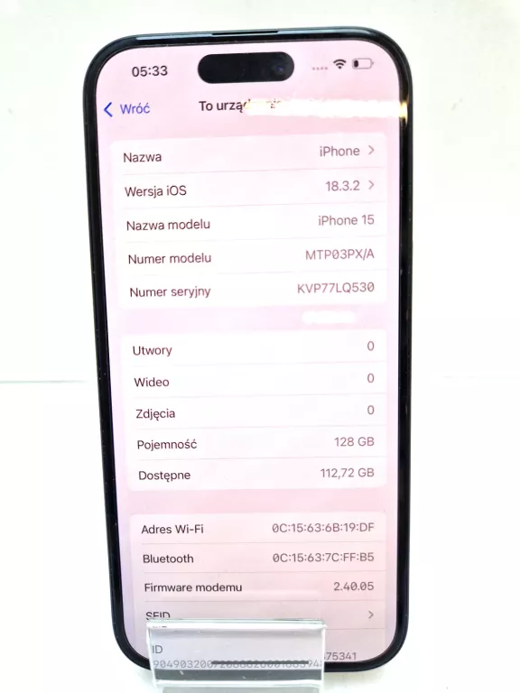 SMARTFON APPLE IPHONE 15 6 GB / 128 GB 5G CZARNY