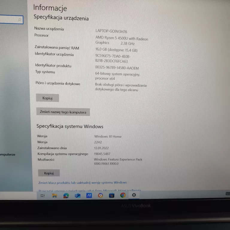 LAPTOP ASUS VIVOBOOK S15 M513IA R5-4500U 16GB