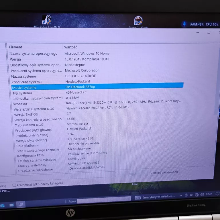 LAPTOP HP ELITEBOOK 8570P I5 8GB 512GB SSD WIN10