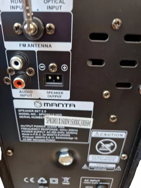 KOLUMNY GŁOŚNIKOWE HI-FI 2.0 MANTA TALOS KINO DOMOWE HDMI ARC BT GWAR