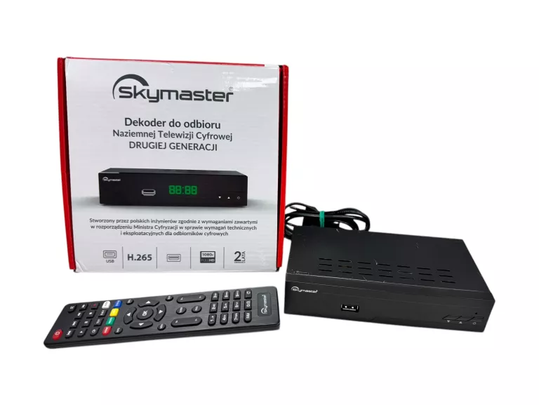 DEKODER SKYMASTER STB M265 DVB-T2/HEVC/H.265 + ANTENA POKOJOWA ONE FOR ALL