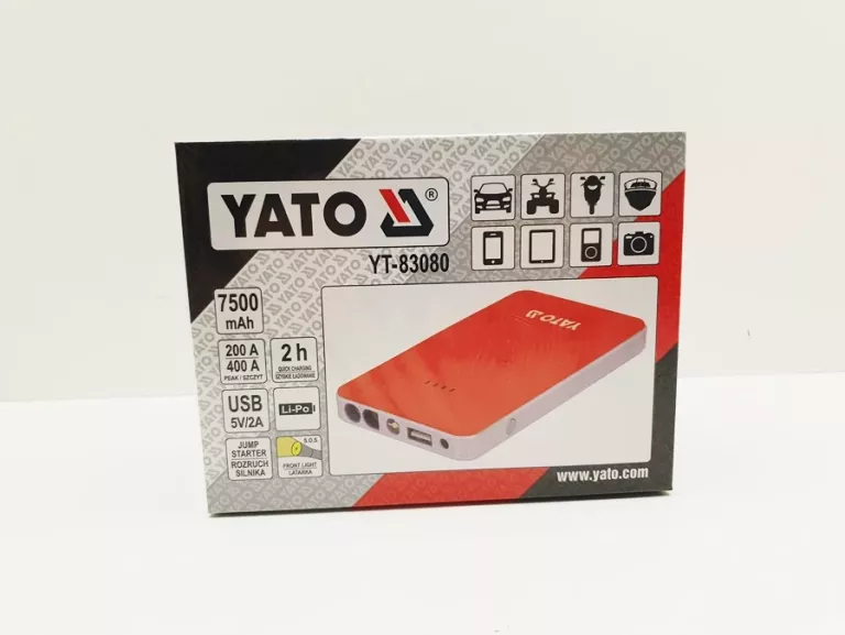 YATO URZĄDZENIE ROZRUCHOWE POWERBANK USB 7500MAH Z FUNKCJĄ ROZRUCHU AUTA