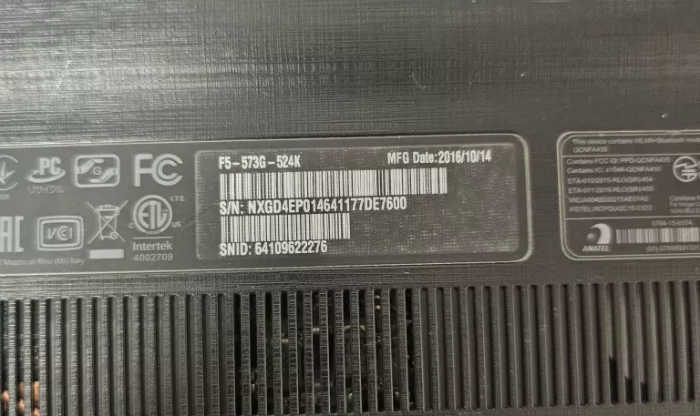 LAPTOP ACER F3-573G NVIDIA 940MX I5 7200U