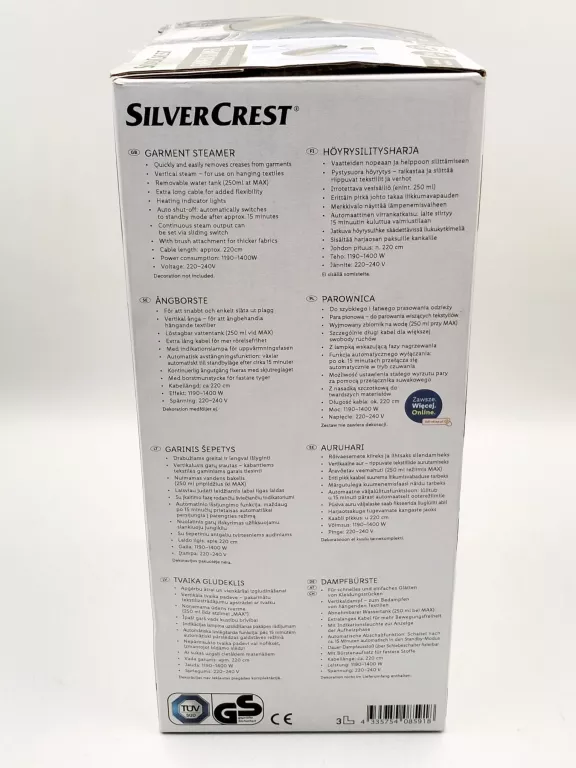 PAROWNICA DO UBRAŃ ŻELAZKO PAROWE STEAMER PAROWY SILVERCREST