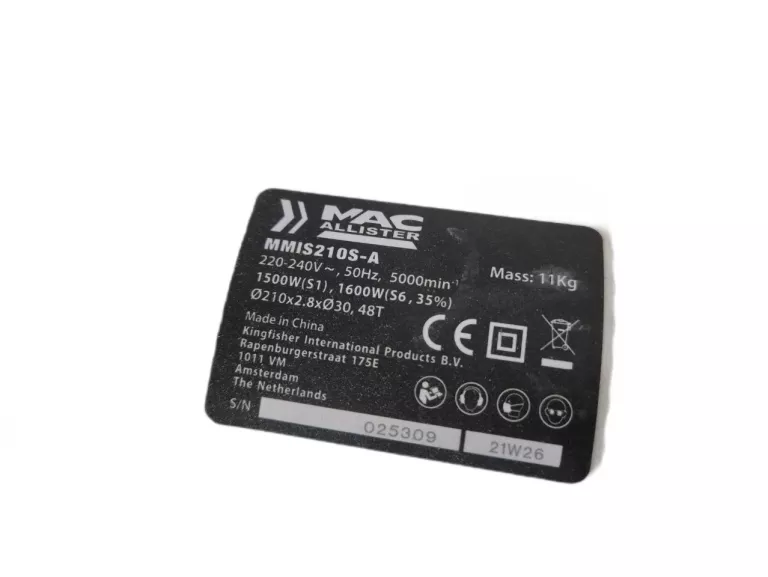 PIŁA UKOŚNICA Z POSUWEM MACALLISTER 210 MM MMIS210S-A