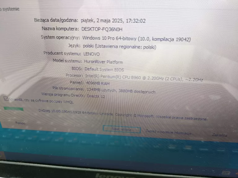 LAPTOP LENOVO B570E + ŁAD 4 GB /60GB DYSK