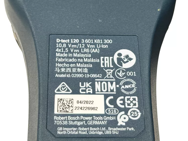WYKRYWACZ KABLI BOSCH D-TECT 120 04/2022R + AKU 2,0AH + ŁADOWARKA