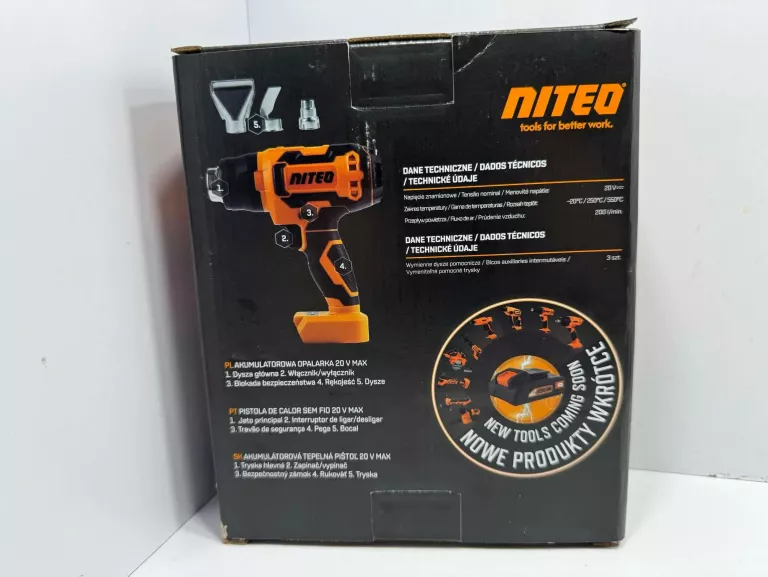 AKUMULATOROWA OPALARKA NITEO 20 V MAX, 20 V