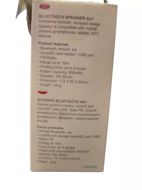 GŁOŚNIK BLUETOOTH OMEGA OG58BL NIEBIESKI