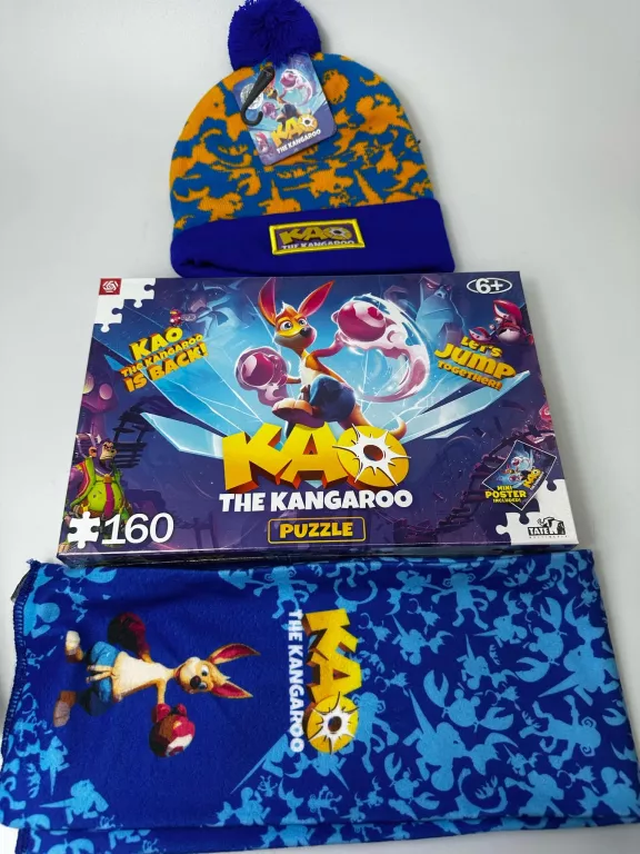 NINTENDO SWITCH KANGUREK KAO EDYCJA ZIMOWA + SZALIK + CZAPKA + PUZZLE