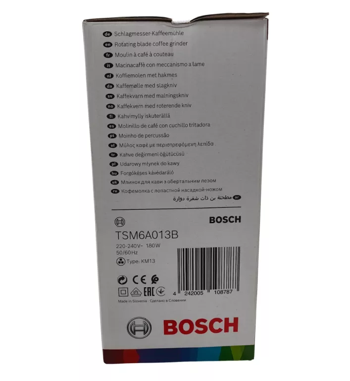 MŁYNEK ELEKTRYCZNY DO KAWY BOSCH TSM6A013B 180W CZARNY