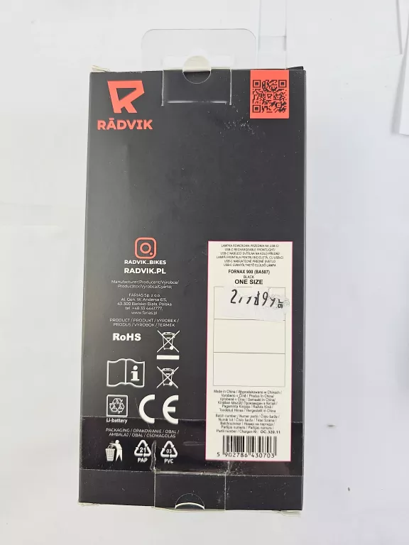 LAMPKA ROWEROWA RADVIK FORNAX 900 BA507
