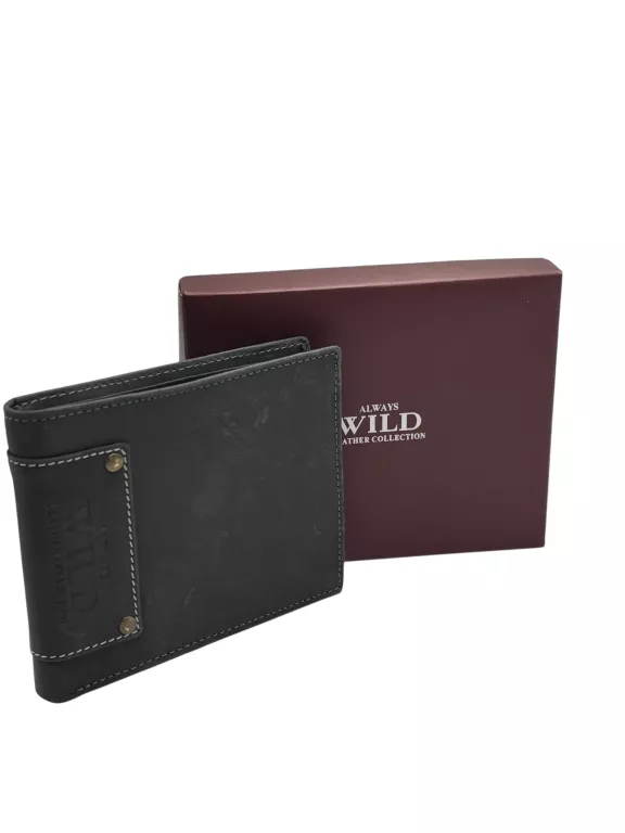CZARNY SKÓRZANY PORFEL ALWAYS WILD LEATHER COLLECTION