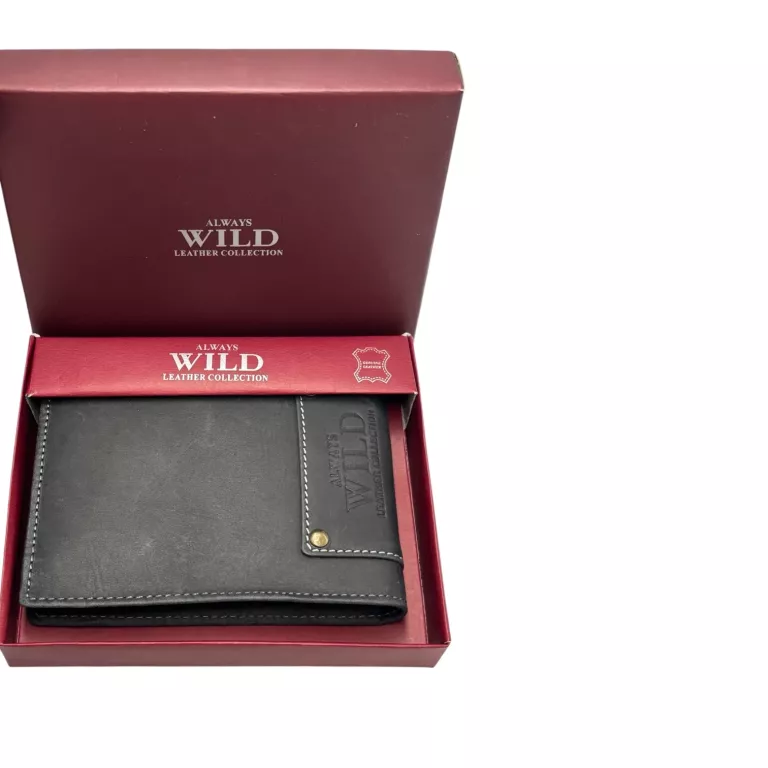 CZARNY SKÓRZANY PORFEL ALWAYS WILD LEATHER COLLECTION