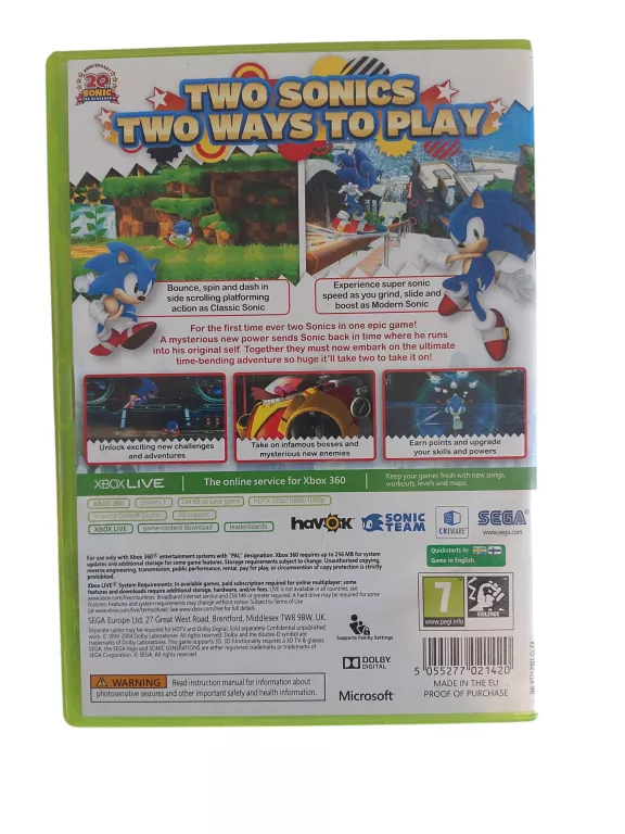 GRA XBOX 360 SONIC GENERATIONS