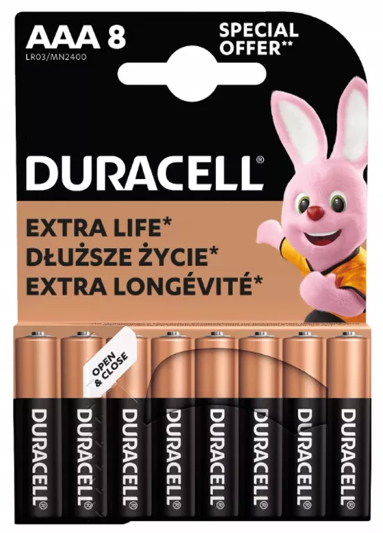 BATERIA ALKALICZNA DURACELL AAA (R3) 8 SZT.