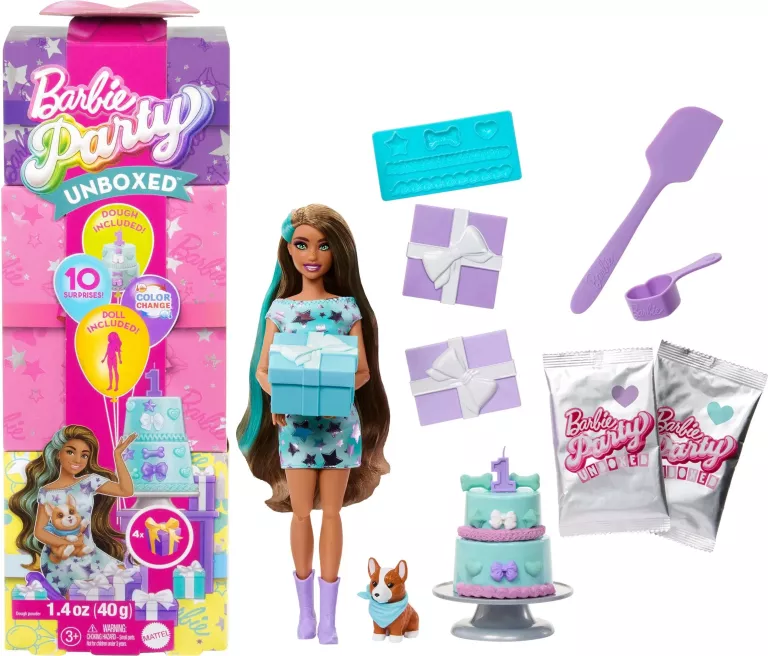 BARBIE PARTY UNBOXED IMPREZOWE NIESPODZIANKI ZIELONE PASEMKA