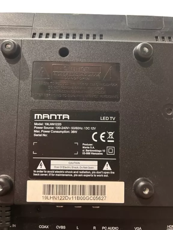 TELEWIZOR MANTA LED TV 19LHN122D PILOT