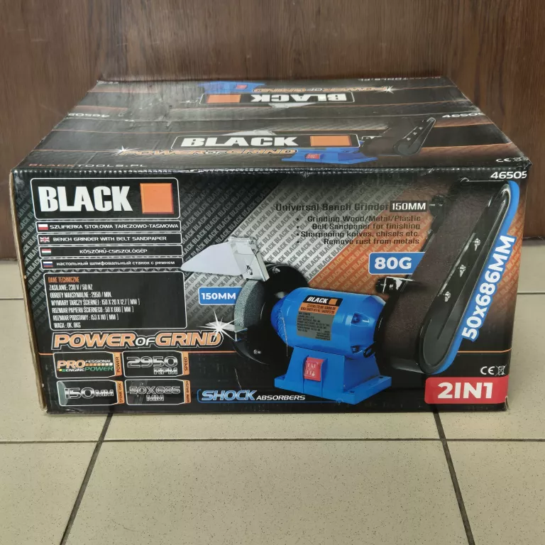 SZLIFIERKA STOŁOWA TARCZOWO TAŚMOWA BLACK 46505