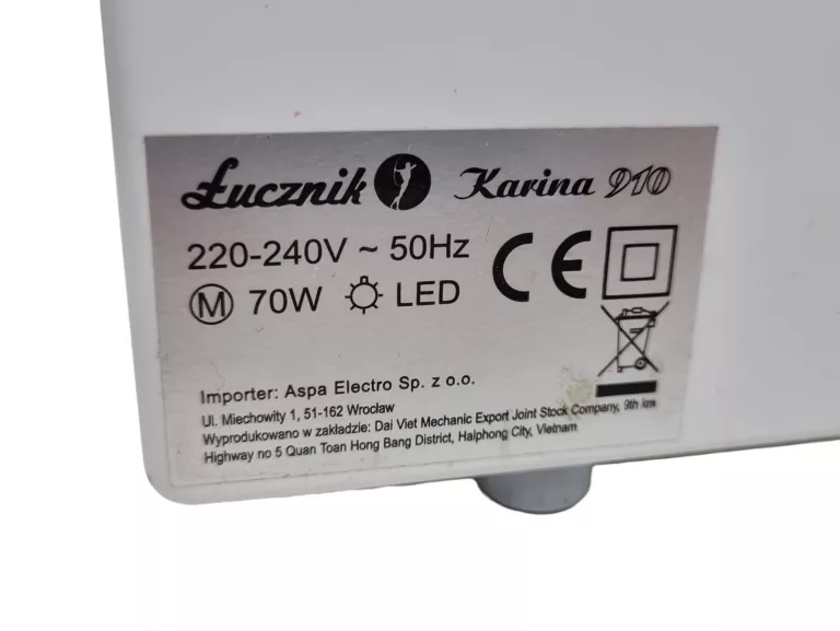 MASZYNA DO SZYCIA ŁUCZNIK KARINA 910 /KOMPLET