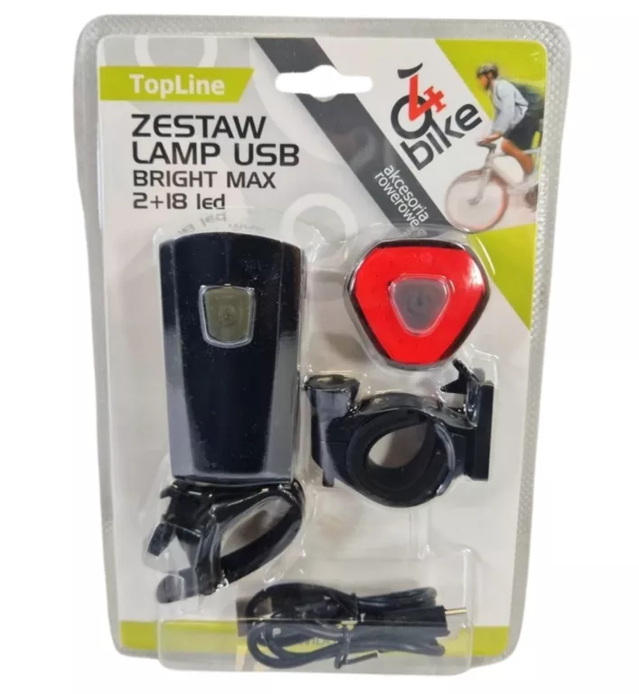 ZESTAW TOP LINE LAMP USB BRIGHT MAX 2+18 LED DO ROWERU