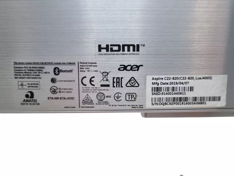 KOMPUTER ALL IN ONE ACER ASPIRE C22-820 /CELERON /4GB /1TB HDD