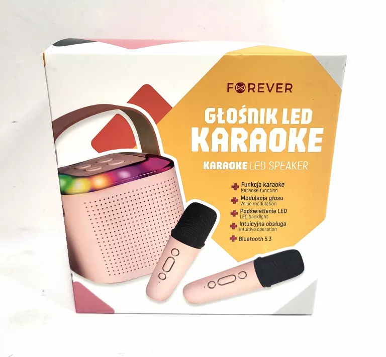GŁOŚNIK LED KARAOKE FOREVER Y1-2 2 RÓŻOWY