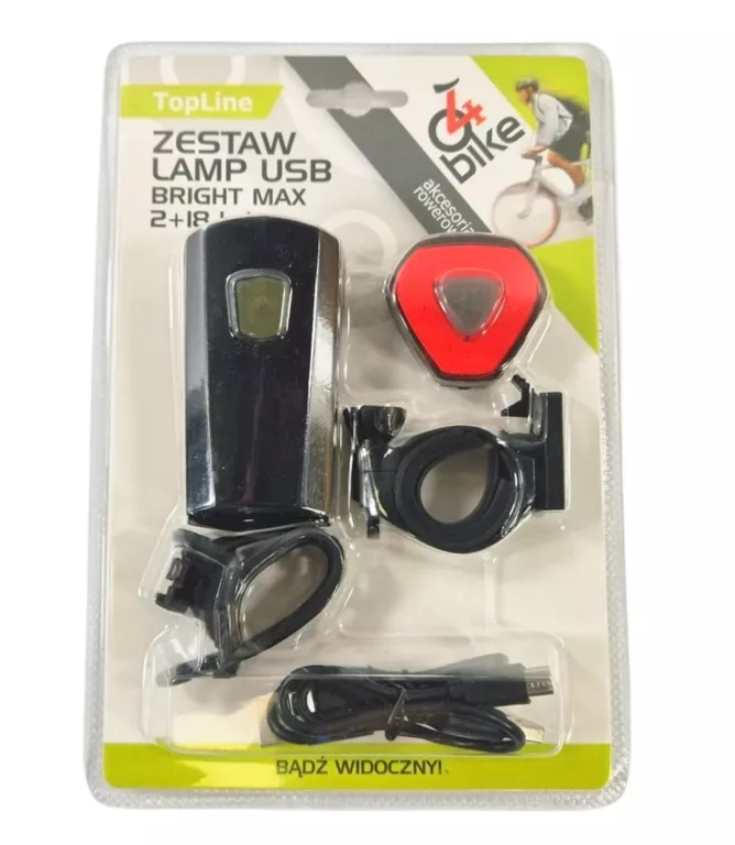 ZESTAW TOP LINE LAMP USB BRIGHT MAX 2+18 LED DO ROWERU