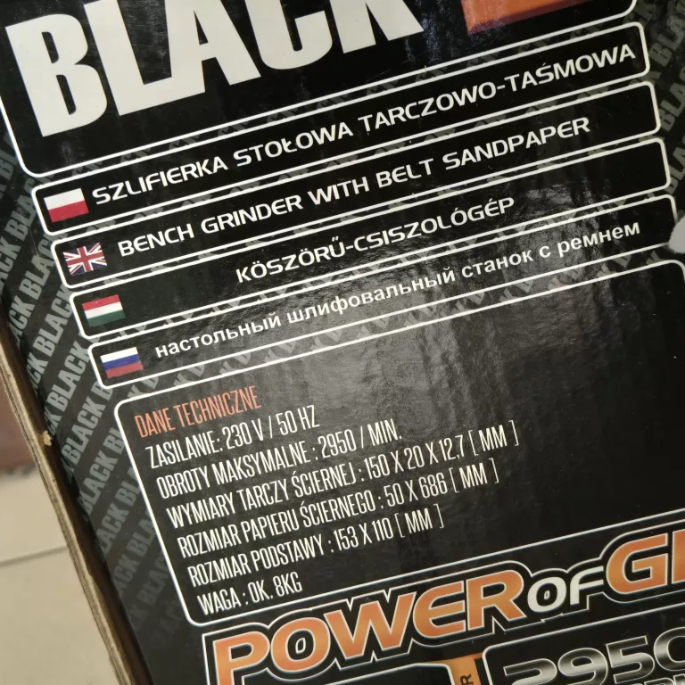 SZLIFIERKA STOŁOWA TARCZOWO TAŚMOWA BLACK 46505