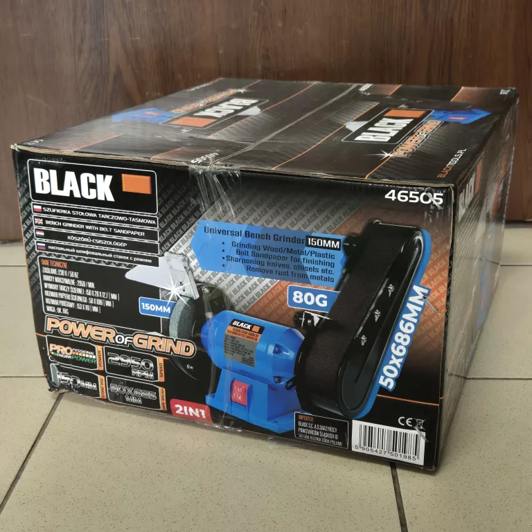 SZLIFIERKA STOŁOWA TARCZOWO TAŚMOWA BLACK 46505