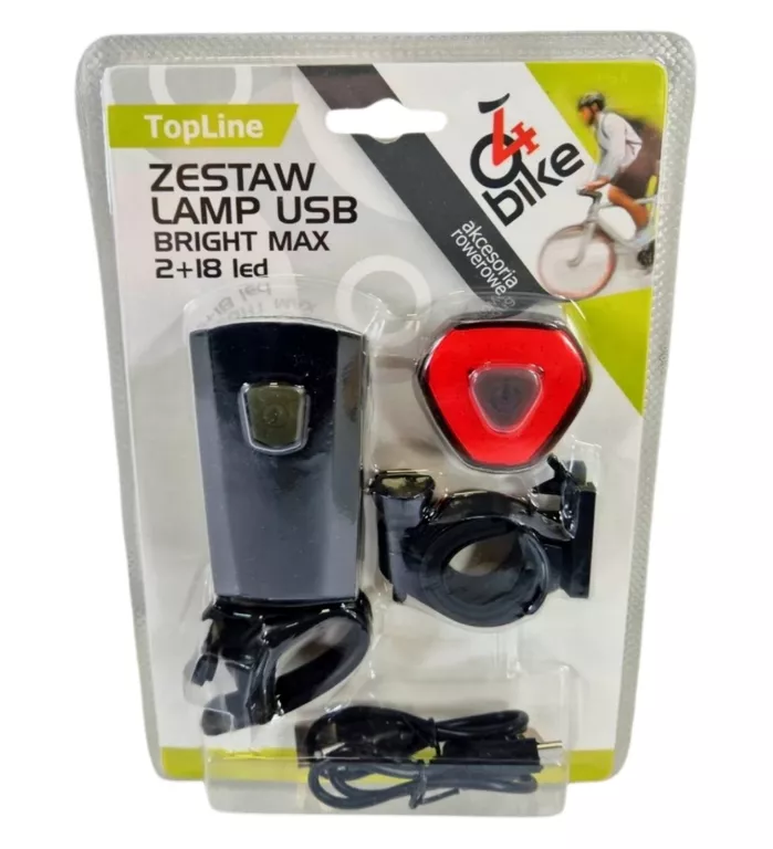 ZESTAW TOP LINE LAMP USB BRIGHT MAX 2+18 LED DO ROWERU