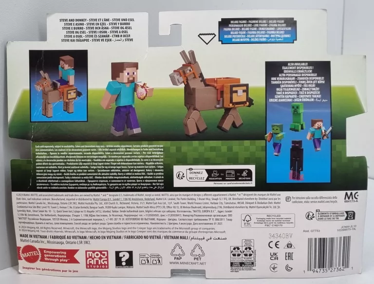 2 FIGURKI MINECRAFT - STEVE I OSIOŁ - 2PAK - MATTEL GTT53 JCN54